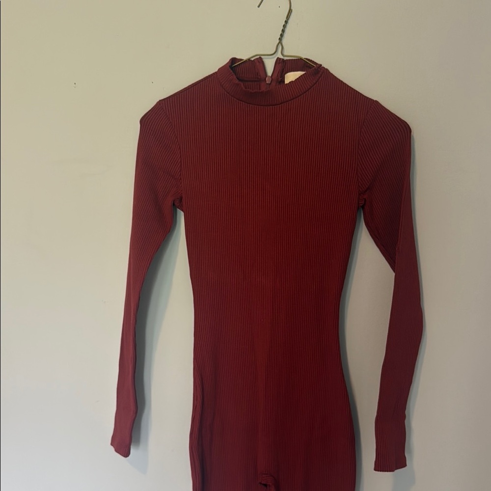 Elegant Long Sleeve Red Dress